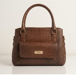 The Classic Croco Hand Bag – Rich Brown