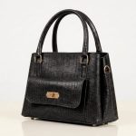 The Classic Croco Hand Bag – Rich Black