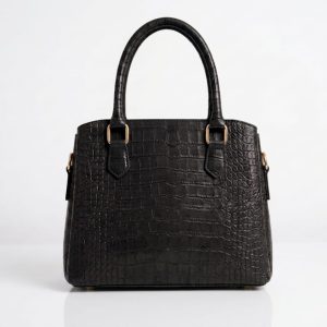The Classic Croco Hand Bag – Rich Black
