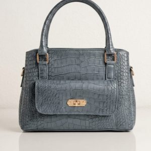 The Classic Croco Hand Bag – Slate Grey